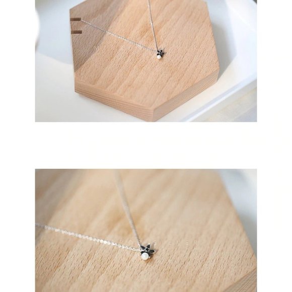 *NEW 925 Sterling Silver Pearl Flower Necklace - Picture 4 of 5